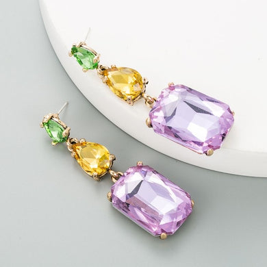 39. Faceted coloured drop earrings
