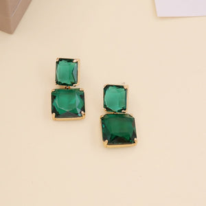 100. Faceted drop earrings in jade green