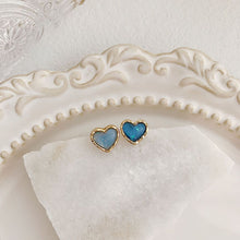 Load image into Gallery viewer, 94. Blue heart stud earrings