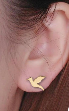74. Rose gold bird stud earrings