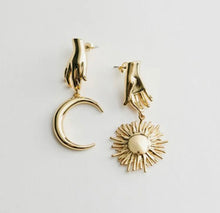 Load image into Gallery viewer, Hand me the sun &amp; moon stud earrings