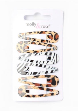 Pack of animal print hair clips