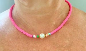 Neon Bright Pink Vacation necklace