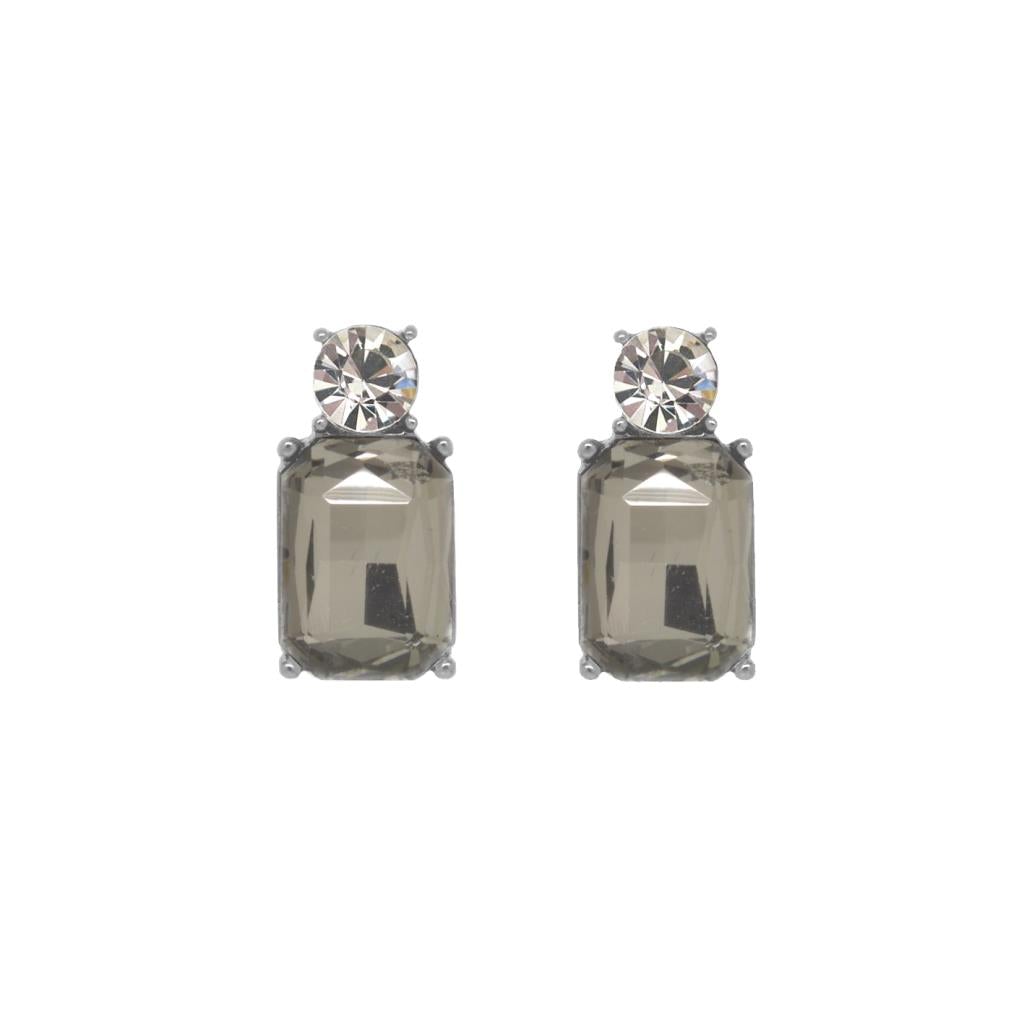 Mini slate gem with clear crystal earring