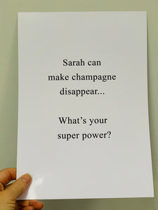 Sarah can make champagne...