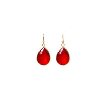 Load image into Gallery viewer, 15. Faceted teardrop gem earring red