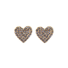 Load image into Gallery viewer, Hearts with pewter crystal gold earrings