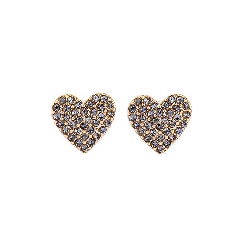 Hearts with pewter crystal gold earrings