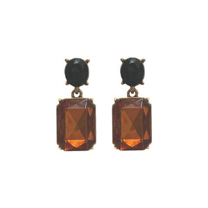 Faceted gem earrings in warm toffee with black